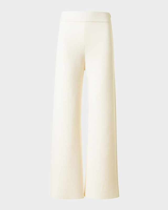 Merino Wool Milano Knit Straight-Leg Ankle Pants